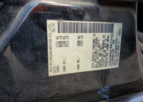 2014 Nissan Maxima S z USA, uszkodzony, nr VIN 1N4AA5AP4EC485393